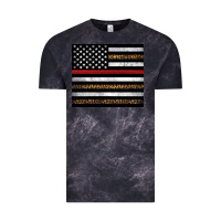 Cloud Black thin red line American flag leopard Vintage Tee - Artiststas