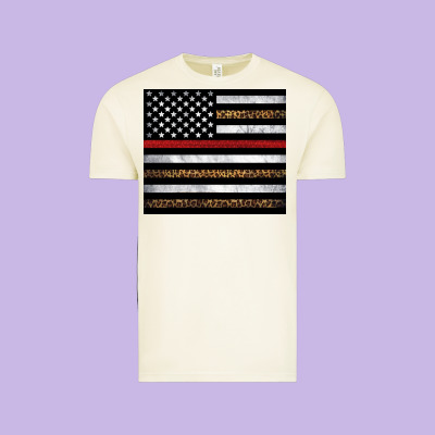 Thin Red Line American Flag Leopard Vintage Tee Designed By Artiststas