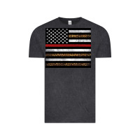 Vintage Black thin red line American flag leopard Vintage Tee - Artiststas