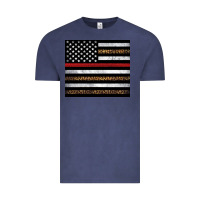 Vintage Denim thin red line American flag leopard Vintage Tee - Artiststas