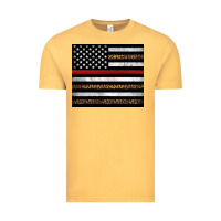 Vintage Mustard thin red line American flag leopard Vintage Tee - Artiststas