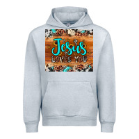 Heather Grey jesus loves you Urban Hoodie - JahusDesignShop