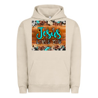 Pigment French Oak jesus loves you Urban Hoodie - JahusDesignShop