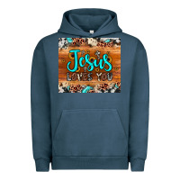 Pigment Midnight Navy jesus loves you Urban Hoodie - JahusDesignShop