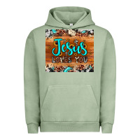 Pigment Oil Green jesus loves you Urban Hoodie - JahusDesignShop