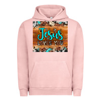 Pigment Salmon jesus loves you Urban Hoodie - JahusDesignShop