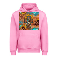Fuchsia Pink leopard cross sunflower Urban Hoodie - JahusDesignShop