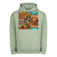 Pigment Oil Green leopard cross sunflower Urban Hoodie - JahusDesignShop