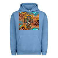 Pigment Pebble Blue leopard cross sunflower Urban Hoodie - JahusDesignShop