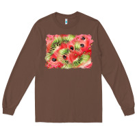 Chestnut watermelon strawberry kiwi background Long Sleeve Tee - BarkalooDesign