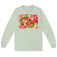 Matcha watermelon strawberry kiwi background Long Sleeve Tee - BarkalooDesign