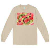Mushroom watermelon strawberry kiwi background Long Sleeve Tee - BarkalooDesign