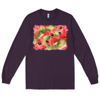 Plum watermelon strawberry kiwi background Long Sleeve Tee - BarkalooDesign