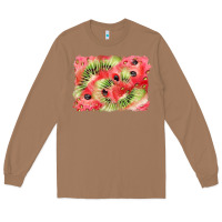 Toasted Coconut watermelon strawberry kiwi background Long Sleeve Tee - BarkalooDesign