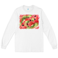 White watermelon strawberry kiwi background Long Sleeve Tee - BarkalooDesign