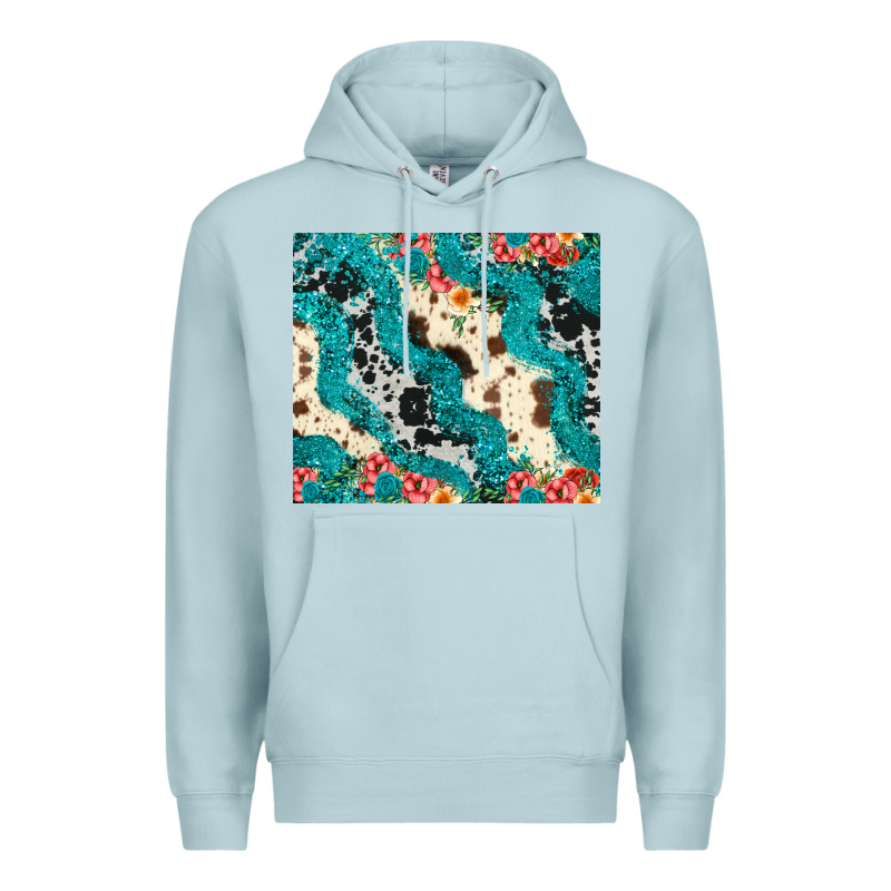 Turquoise Glitter Cowhide Premium Hoodie by JahusDesignShop | Teevron