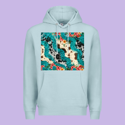 Turquoise Glitter Cowhide Premium Hoodie Designed By Jahusdesignshop