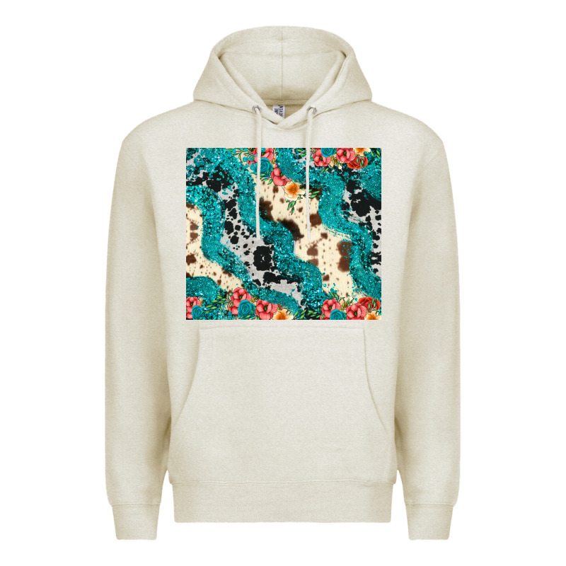 Turquoise Glitter Cowhide Premium Hoodie by JahusDesignShop | Teevron