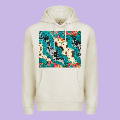 Turquoise Glitter Cowhide Premium Hoodie Designed By Jahusdesignshop