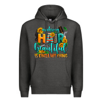 Charcoal Heather making hair beautiful is kinda my thing Premium Hoodie - AdoDesignShop