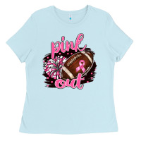Baby Blue pink out football Ladies Tee - BarkalooDesign