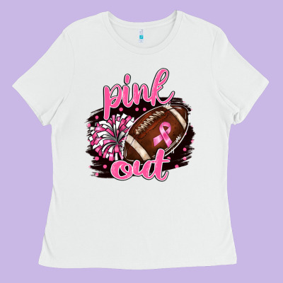 Pink Out Football Ladies Tee Designed By Barkaloodesign