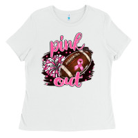 White pink out football Ladies Tee - BarkalooDesign