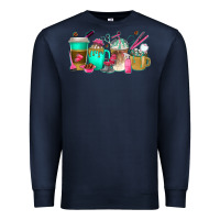 Navy hair hustler coffee cups Premium Sweatshirt - texasbilliewilder
