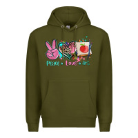 Army Green peace love art   ado Premium Hoodie - AdoDesignShop