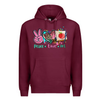 Burgundy peace love art   ado Premium Hoodie - AdoDesignShop