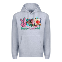 Heather Grey peace love art   ado Premium Hoodie - AdoDesignShop