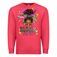Cardinal hair stylist afro messy bun Premium Sweatshirt - texasbilliewilder
