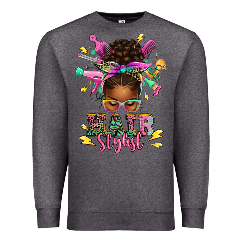 Hair Stylist Afro Messy Bun Premium Sweatshirt by texasbilliewilder | Teevron