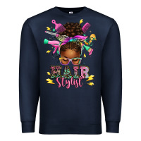 Navy hair stylist afro messy bun Premium Sweatshirt - texasbilliewilder