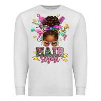 Oatmeal Heather hair stylist afro messy bun Premium Sweatshirt - texasbilliewilder