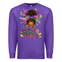 Purple hair stylist afro messy bun Premium Sweatshirt - texasbilliewilder