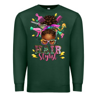 Sports Green hair stylist afro messy bun Premium Sweatshirt - texasbilliewilder