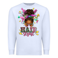 White hair stylist afro messy bun Premium Sweatshirt - texasbilliewilder