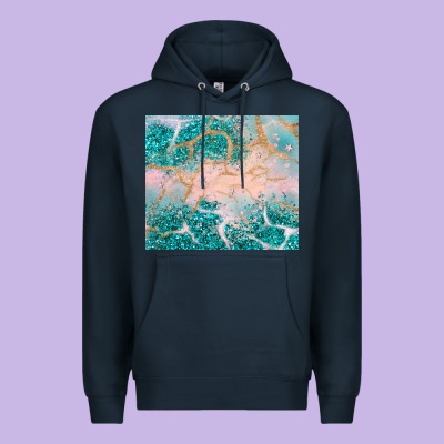 Turquoise Glitter Premium Hoodie Designed By Jahusdesignshop