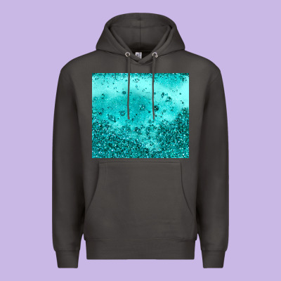 Turquoise Glitter Premium Hoodie Designed By Jahusdesignshop
