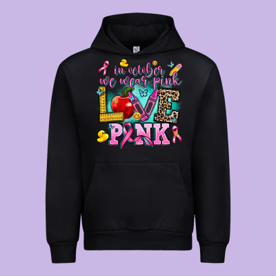 In October We Wear Pink Love Pink Urban Hoodie Designed By Adodesignshop