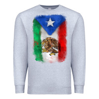 Heather Grey mexico and puerto rico flag Premium Sweatshirt - Zillion Design Studio