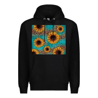 Black sunflower turquoise glitter Premium Hoodie - JahusDesignShop