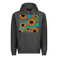 Charcoal Heather sunflower turquoise glitter Premium Hoodie - JahusDesignShop