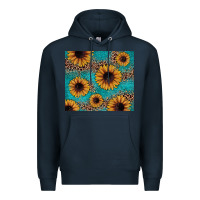 Navy sunflower turquoise glitter Premium Hoodie - JahusDesignShop
