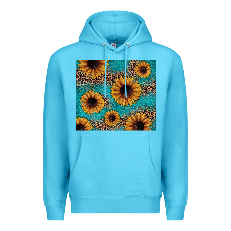Sunflower Turquoise Glitter Premium Hoodie by JahusDesignShop | Teevron
