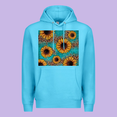 Sunflower Turquoise Glitter Premium Hoodie Designed By Jahusdesignshop