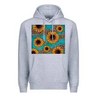 Heather Grey sunflower turquoise glitter Premium Hoodie - JahusDesignShop