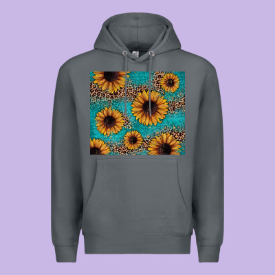 Sunflower Turquoise Glitter Premium Hoodie Designed By Jahusdesignshop