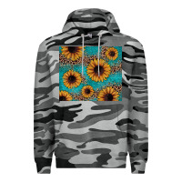 Slate Camo sunflower turquoise glitter Premium Hoodie - JahusDesignShop
